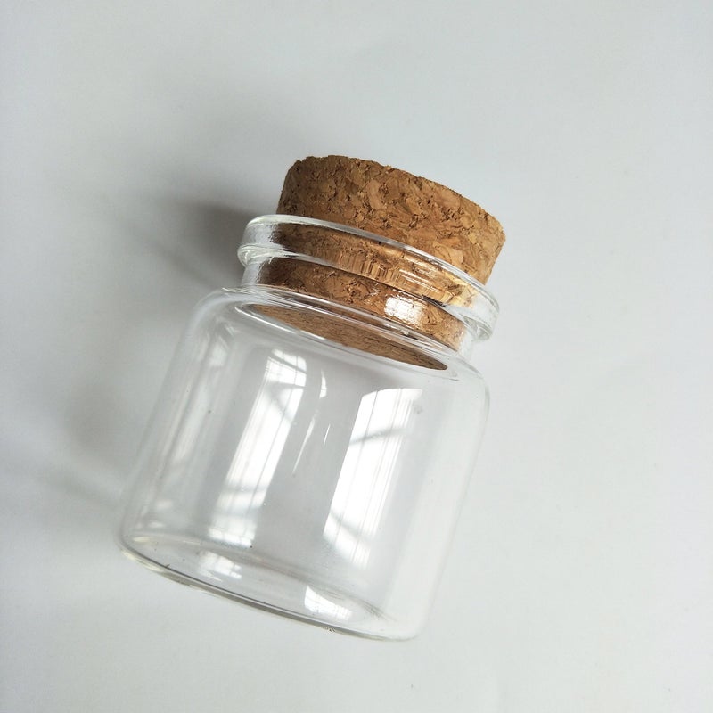 Luo House 3pcs 50ml Small Glass Bottles Vials Jars Glass with Cork Stopper Storage Bottle 50ml 47x50mm(1.85x1.96inch) - Image 2